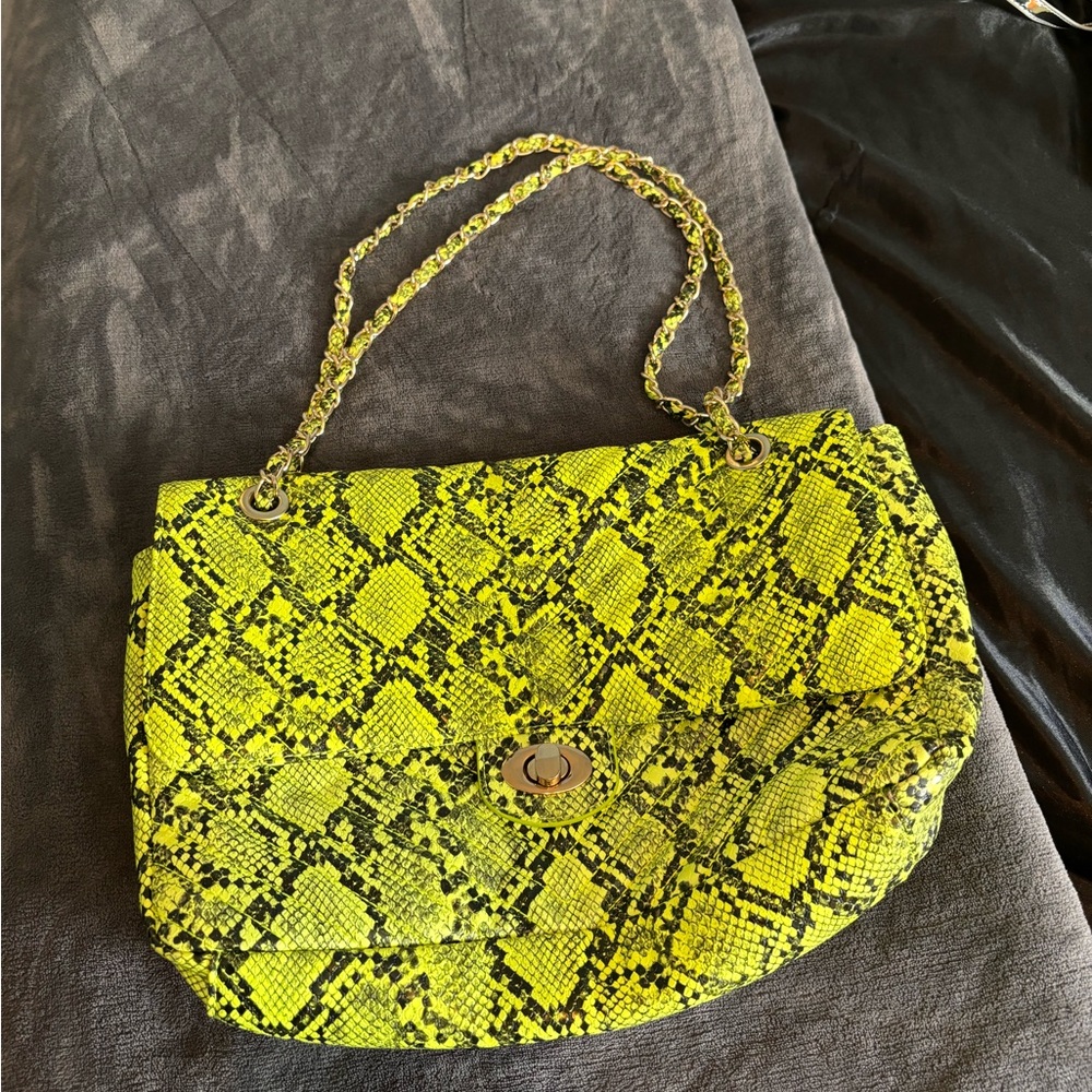 Green animal print purse